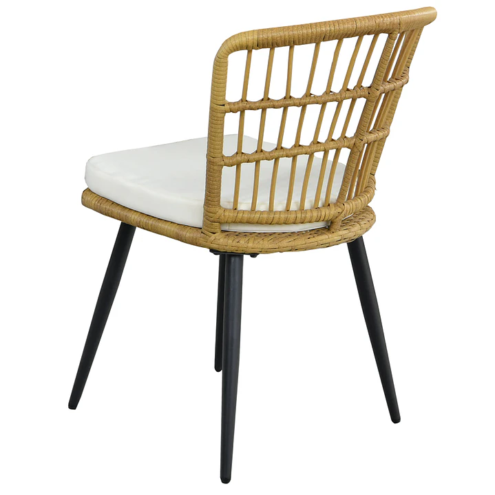 Juego De Comedor Terraza Londres Caramelo 160x90 cm 6 Sillas Cojín Marfil  7