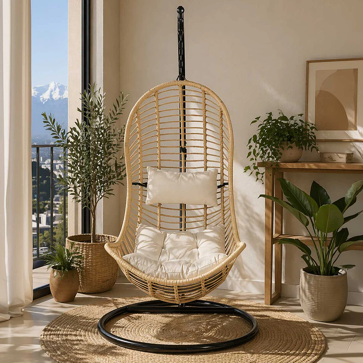 Silla Colgante Caramelo Ibiza Cojín Marfil 2