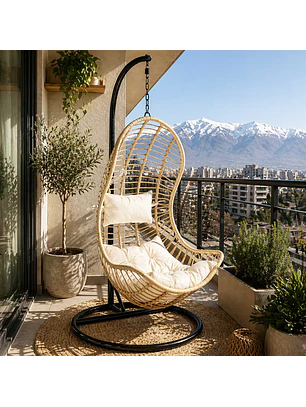 Silla Colgante Caramelo Ibiza Cojín Marfil