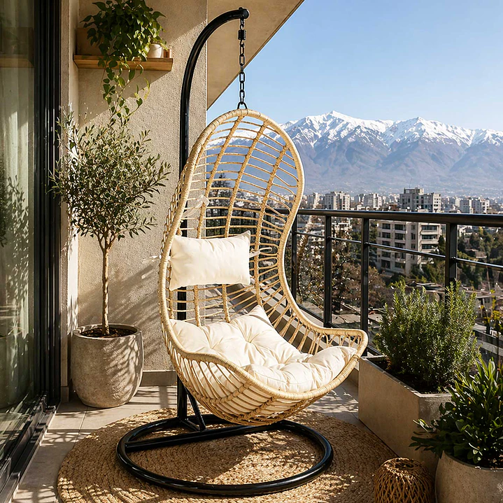 Silla Colgante Caramelo Ibiza Cojín Marfil 1