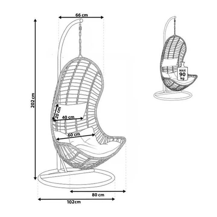 Silla Colgante Caramelo Ibiza Cojín Marfil 7