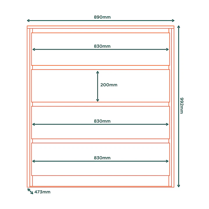 Cómoda Noëlle 4 cajones Cinamomo 99,2 x 89 x 47,3 cm 7