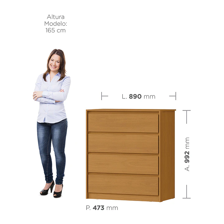Cómoda Noëlle 4 cajones Cinamomo 99,2 x 89 x 47,3 cm 6