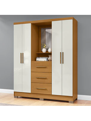 Closet 4 puertas 3 cajones Versalles 190 x 152,4 x 46,5 Cinamomo/ Off white