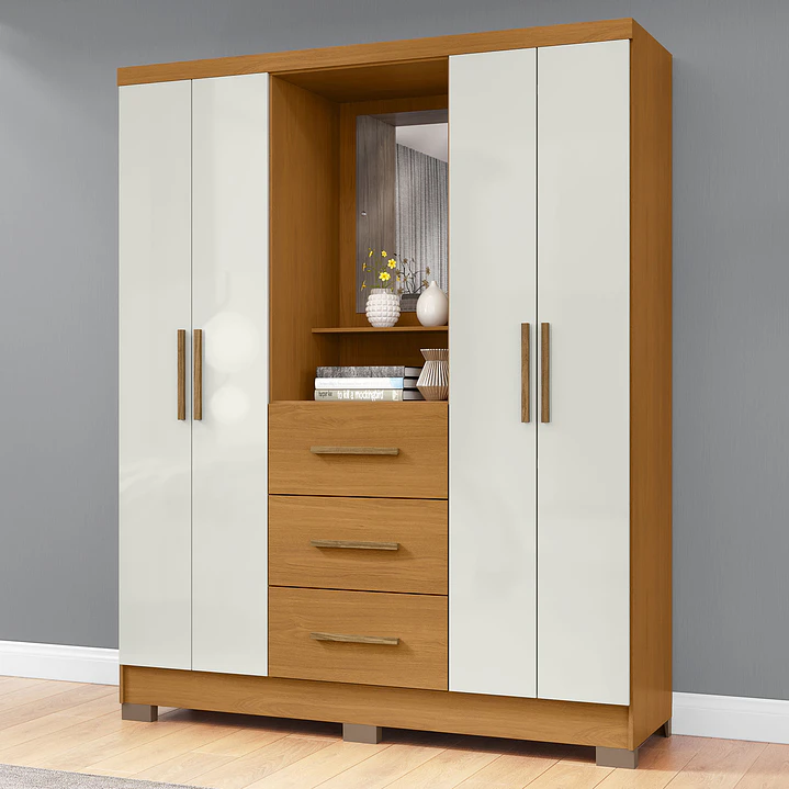 Closet 4 puertas 3 cajones Versalles 190 x 152,4 x 46,5 Cinamomo/ Off white 1