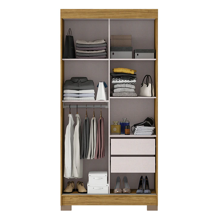 Closet 2 puertas corredera Lumière 190 x 91,7 x 46,5 Marroco Off White con espejo 2