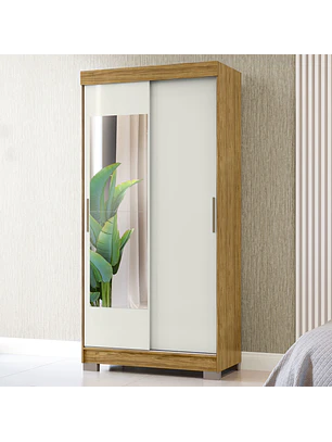 Closet 2 puertas corredera Lumière 190 x 91,7 x 46,5 Marroco Off White con espejo