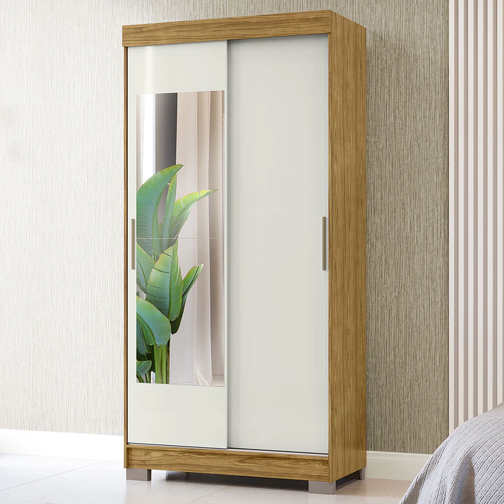 Closet 2 puertas corredera Lumière 190 x 91,7 x 46,5 Marroco Off White con espejo 1