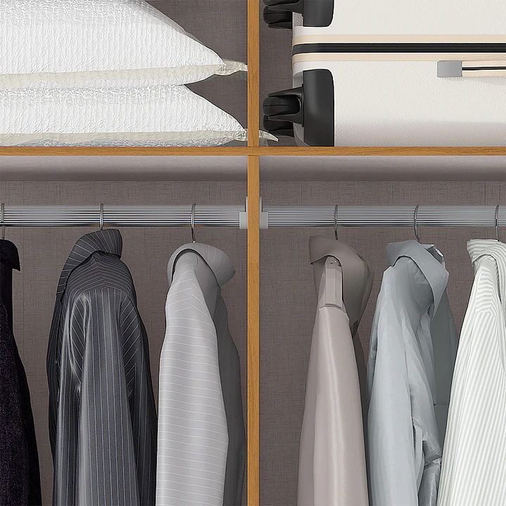 Closet 6 puertas con espejo Rivoli Cinamomo/ Off White 230 x 227,5 x 46.5 6