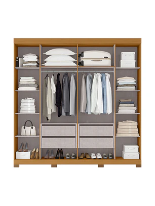 Closet 6 puertas con espejo Rivoli Cinamomo/ Off White 230 x 227,5 x 46.5