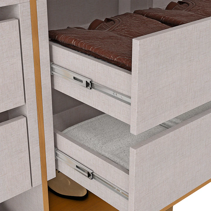 Closet 6 puertas con espejo Rivoli Cinamomo/ Off White 230 x 227,5 x 46.5 7