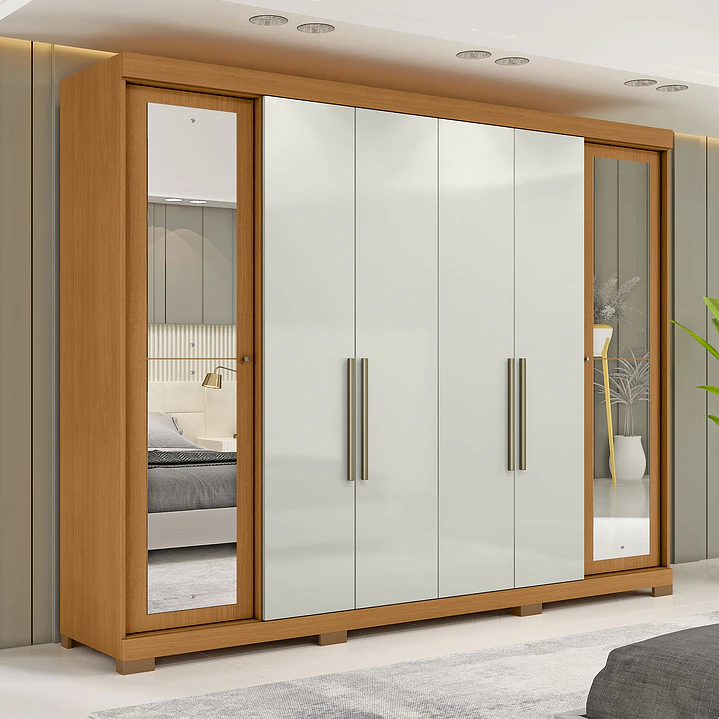 Closet 6 puertas con espejo Rivoli Cinamomo/ Off White 230 x 227,5 x 46.5 1