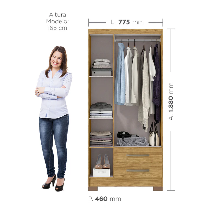 Closet 3 puertas Classic Marroco / Ripado 188 x 80 x 46 5
