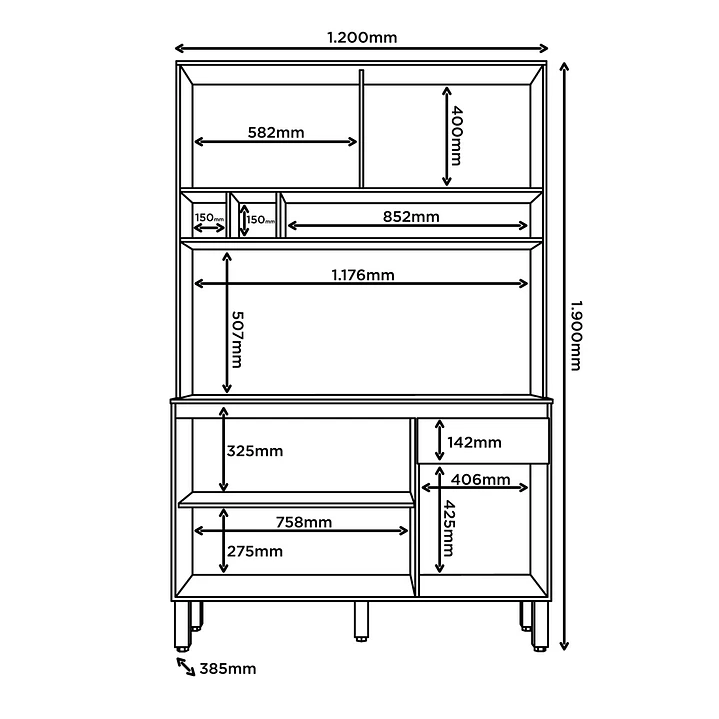 Kit Mueble de Cocina Rouse Cinamomo/ Off white 190 x 120 x 38,5 9