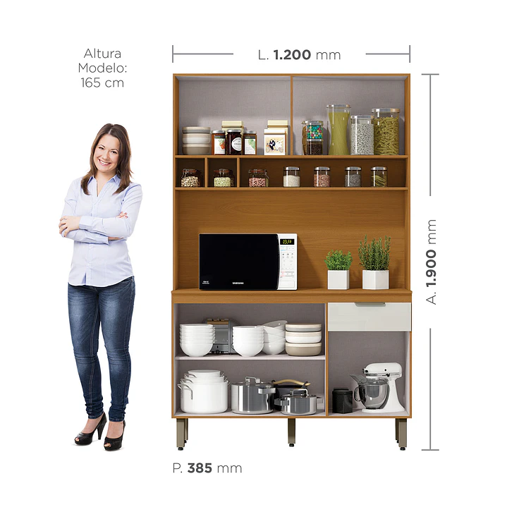 Kit Mueble de Cocina Rouse Cinamomo/ Off white 190 x 120 x 38,5 8