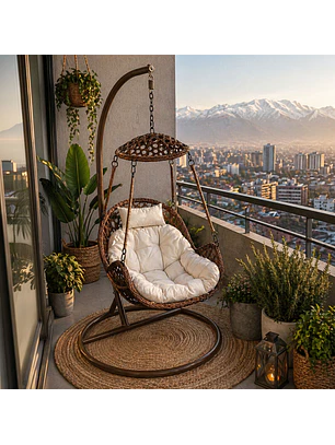 Silla Colgante Nipona Chocolate Cojín Marfil