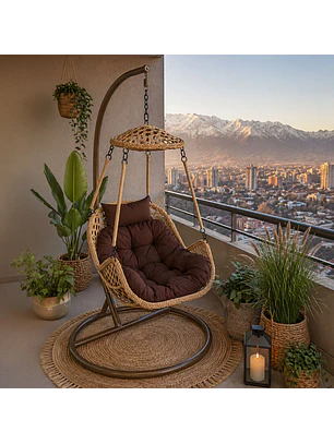 Silla Colgante Nipona Caramelo Cojín Café