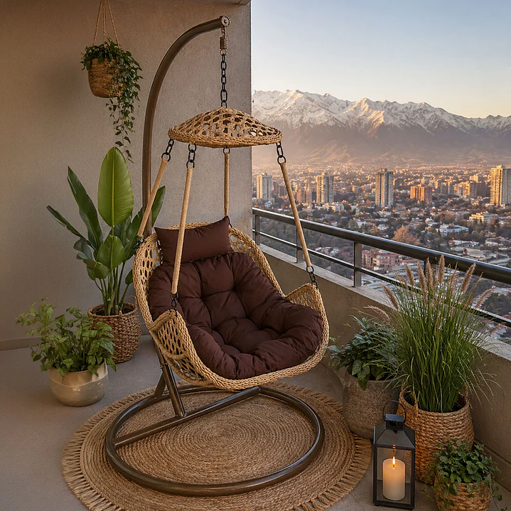 Silla Colgante Nipona Caramelo Cojín Café 1