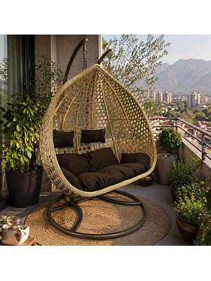 Silla Colgante Hawái XXL Caramelo Cojín Café