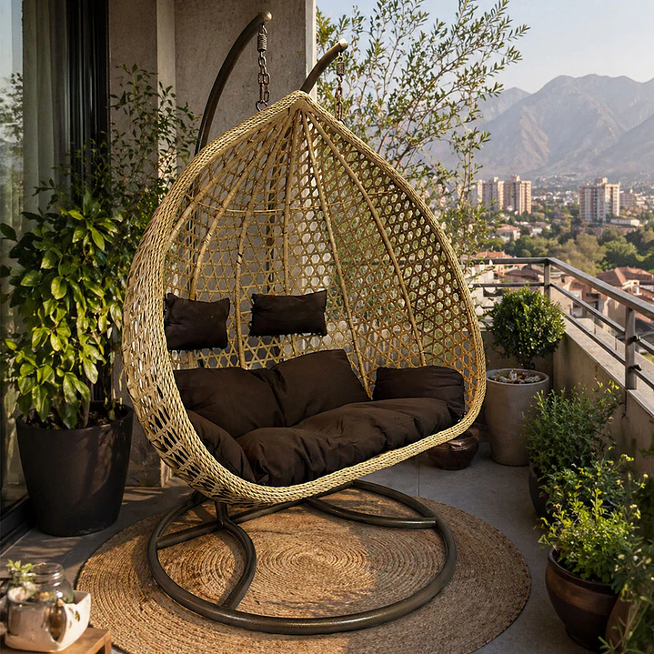 Silla Colgante Hawái XXL Caramelo Cojín Café 1