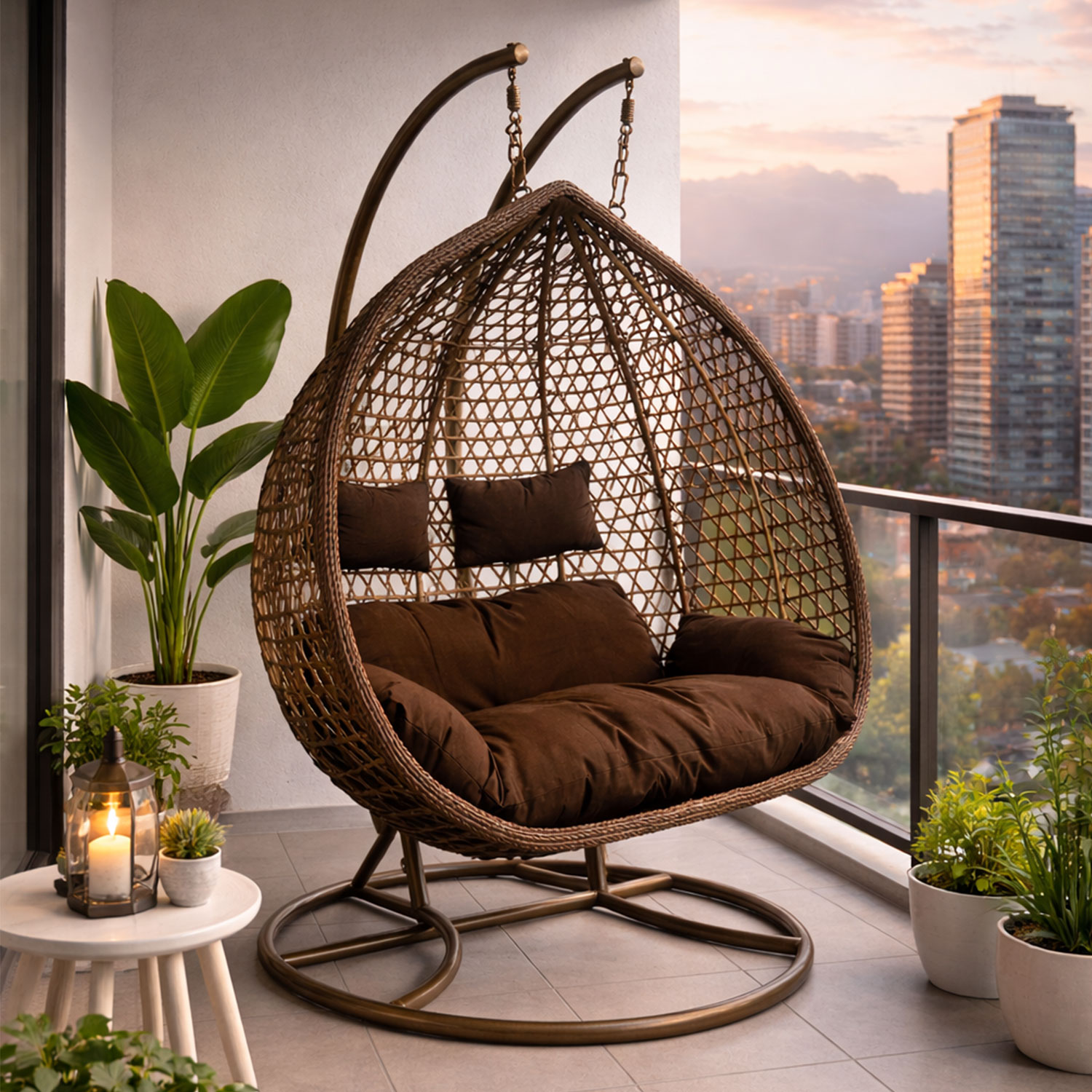 Silla Colgante Hawái XXL Chocolate Cojín Café