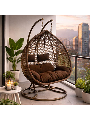 Silla Colgante Hawái XXL Chocolate Cojín Café