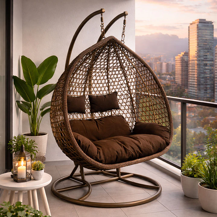 Silla Colgante Hawái XXL Chocolate Cojín Café 1