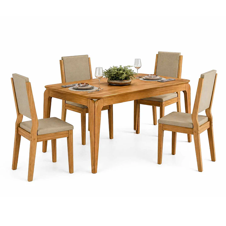 Juego de Comedor 4 sillas Arezzo 1.20 Café 80 x 120 x 80 cm 2