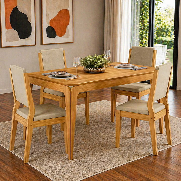Juego de Comedor 4 sillas Arezzo 1.20 Café 80 x 120 x 80 cm 1