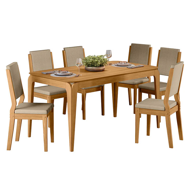 Juego de Comedor Arezzo 6 Sillas Café 80 x 90 x 160 cm 2