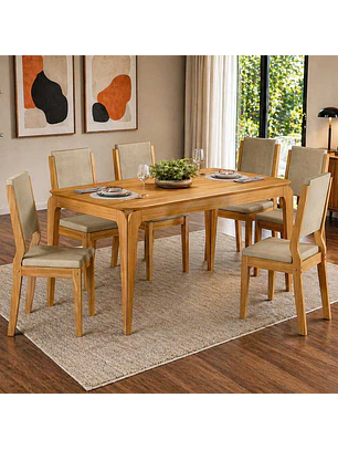 Juego de Comedor Arezzo 6 Sillas Café 80 x 90 x 160 cm