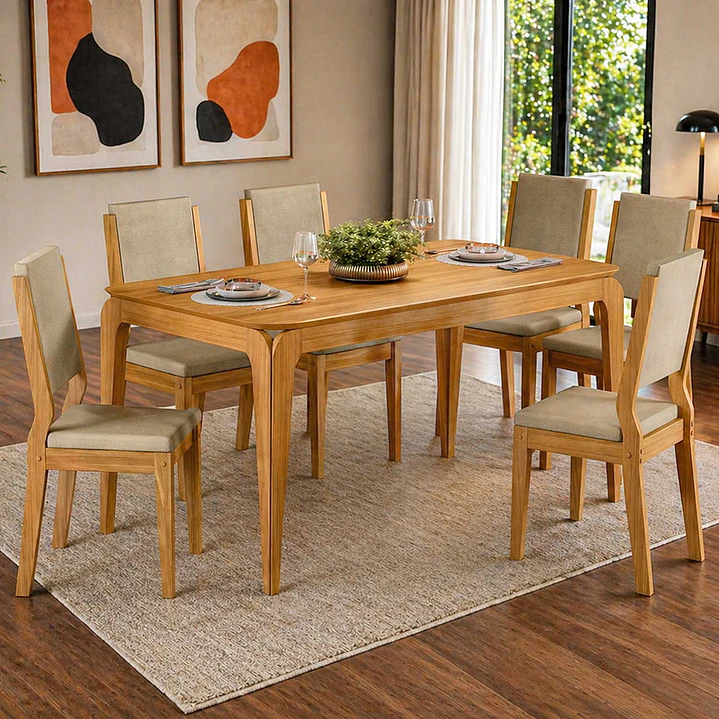 Juego de Comedor Arezzo 6 Sillas Café 80 x 90 x 160 cm 1