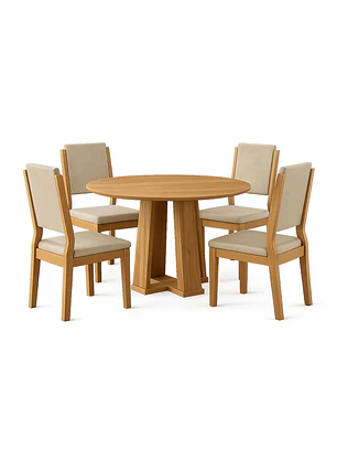 Juego de Comedor Ravello 4 Sillas Café 100 x 100 x 80 cm