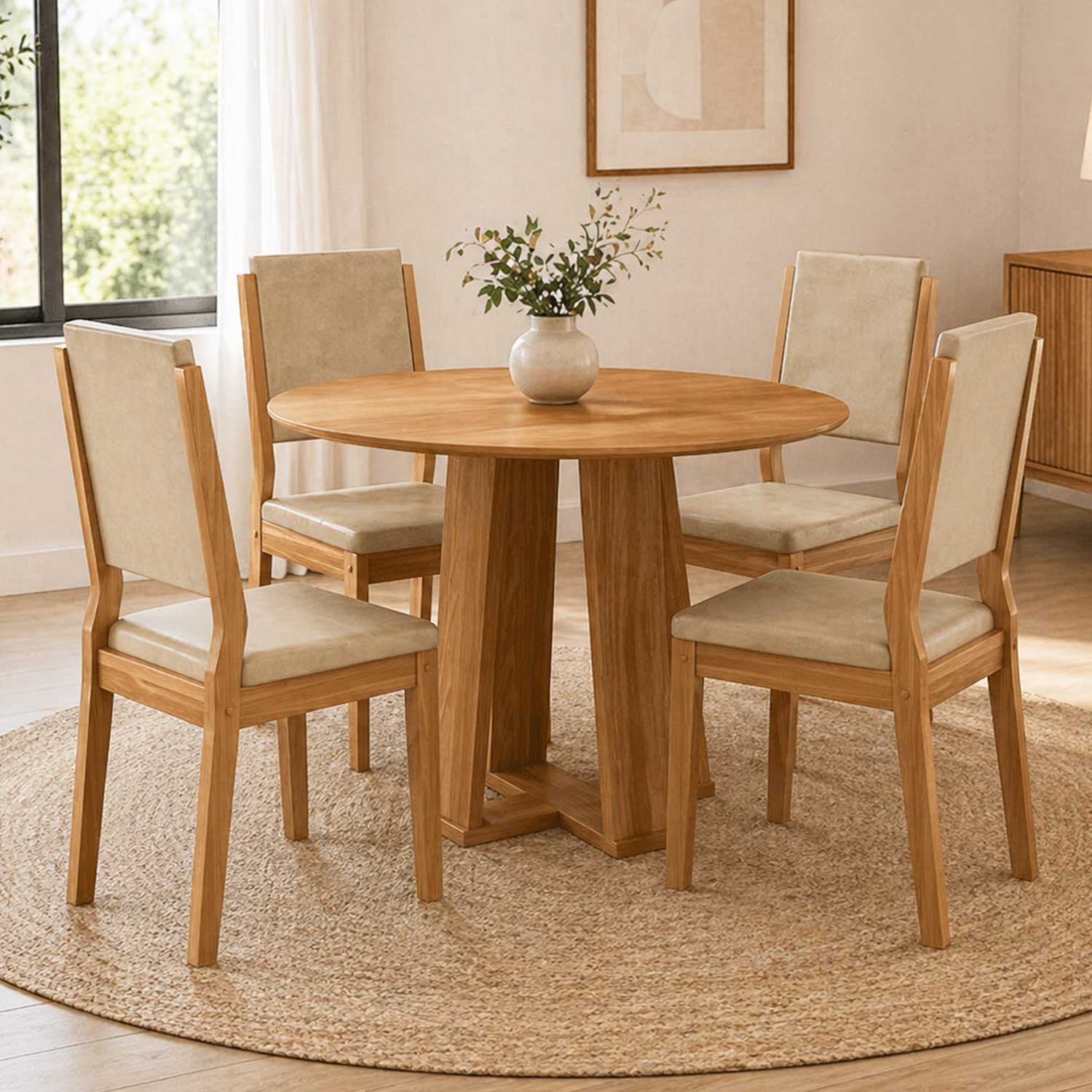 Juego de Comedor Ravello 4 Sillas Café 100 x 100 x 80 cm