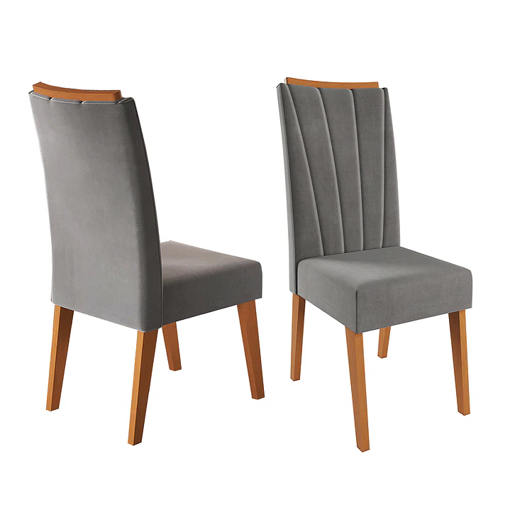 Juego de comedor 6 sillas Glamour Vidrio Gris 3