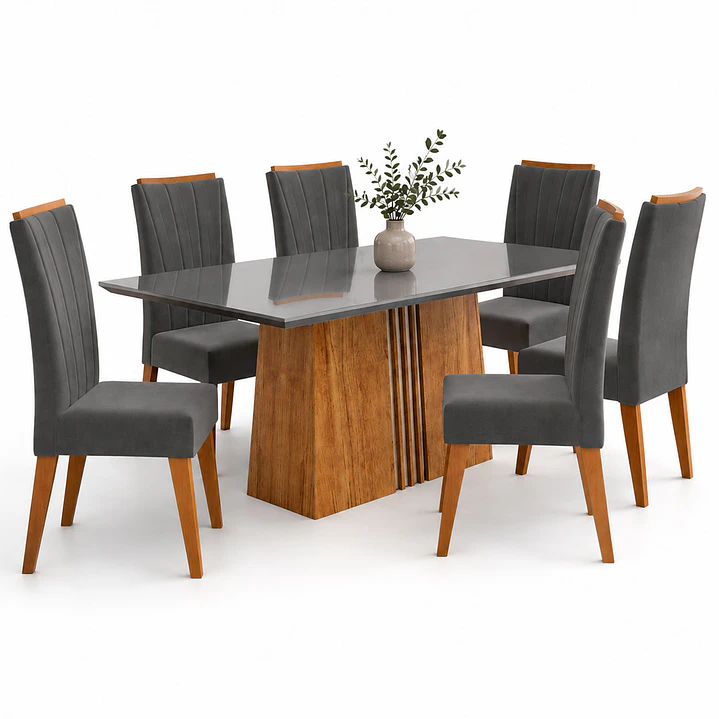Juego de comedor 6 sillas Glamour Vidrio Gris 2