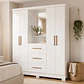 Closet 4 puertas 3 cajones Versalles 190x 152,4 x 46.5 Blanco nieve - Miniatura 1