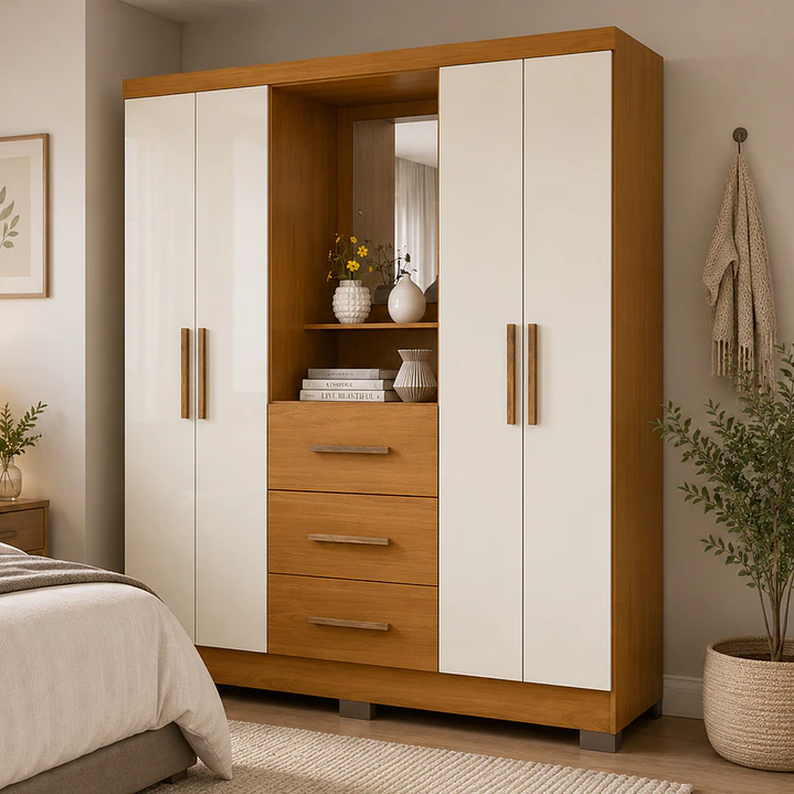 Closet 4 puertas 3 cajones Versalles 190 x 152,4 x 46,5 Cinamomo/ Off white 1