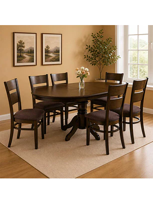 Juego de comedor Juliette Chocolate Extendible 6 sillas Café
