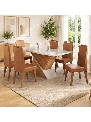 Juego de comedor 6 sillas Altis Vidrio 1.8