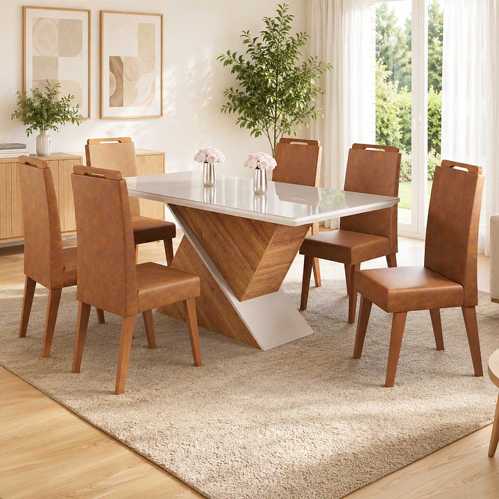 Juego de comedor 6 sillas Altis Vidrio 1.8 1