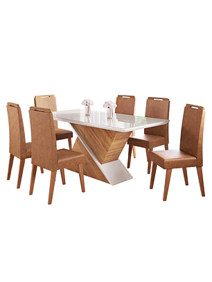 Juego de comedor 6 sillas Altis Vidrio 1.8