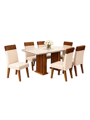Juego de Comedor 6 sillas Real Beige 82 cm x 90 cm x 160 cm