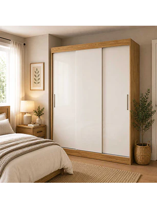 Closet 3 puertas corredera Nova 205 x 157 x 45,5 Marroco Off White