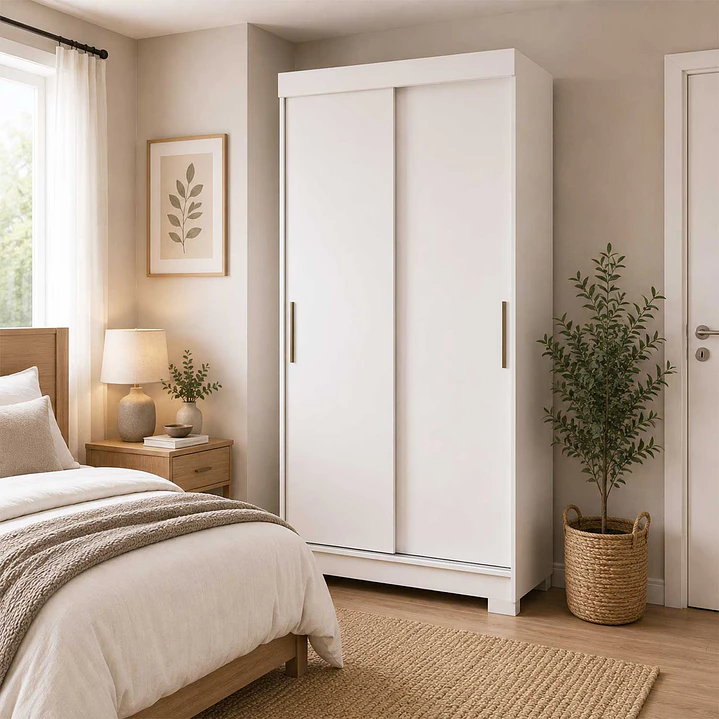Closet 2 puertas corredera Lumière 190 x 91,7 x 46,5 Blanco Nieve 1