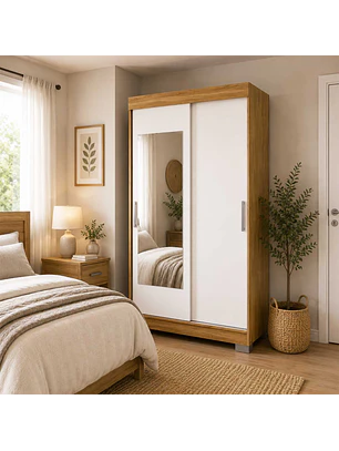 Closet 2 puertas corredera Lumière 190 x 91,7 x 46,5 Marroco Off White con espejo