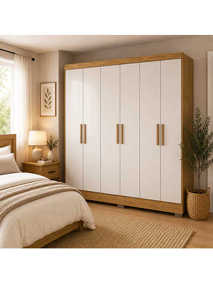 Closet 6 puertas Nativo Marrocos/ Off white 200,6 x 175,2 x 46.2 