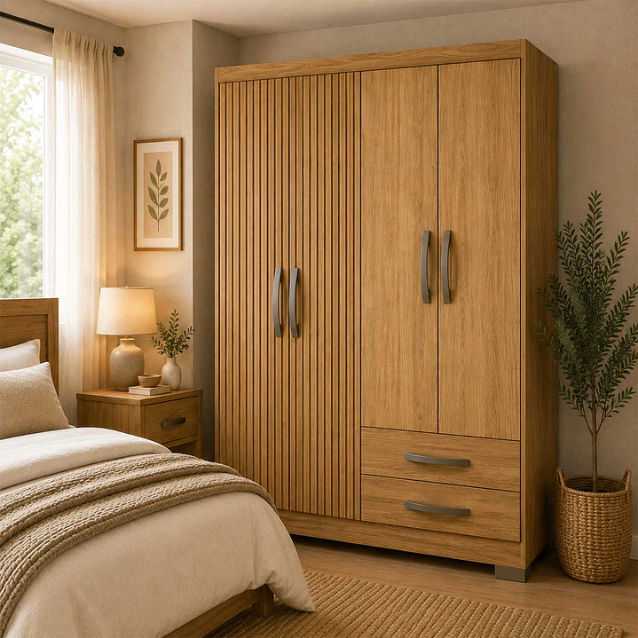 Closet 4 puertas Classic Marroco / Ripado 188 x 104,8 x 46,5 1
