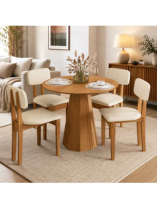 Juego de comedor 4 sillas Isis Cinamomo 1.0 Beige