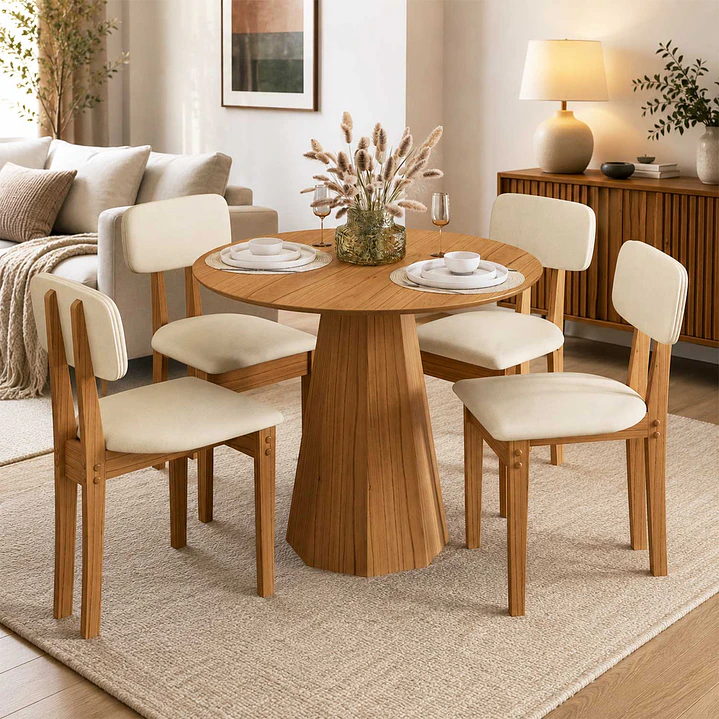 Juego de comedor 4 sillas Isis Cinamomo 1.0 Beige 1
